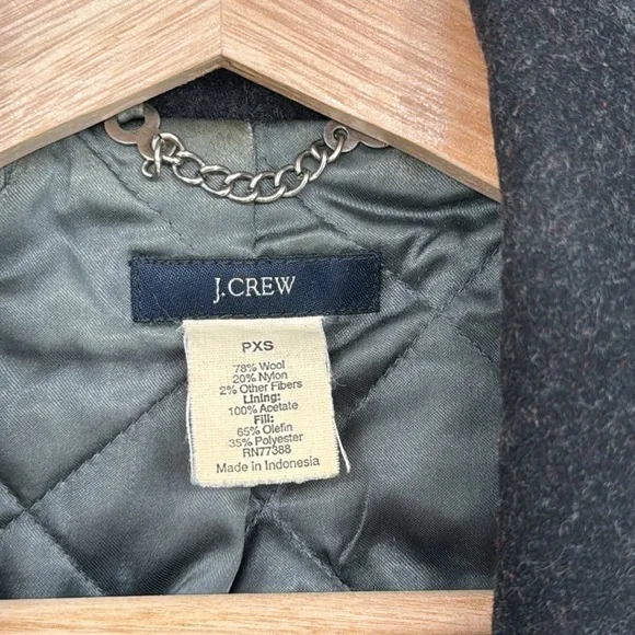 J. Crew Women’s Gray Wool Blend Double Breasted Pea Coat Jacket Size PXS Classic - Picture 3 of 13
